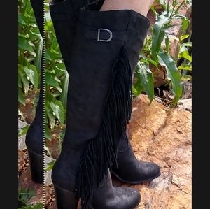 Leather boots fringes western